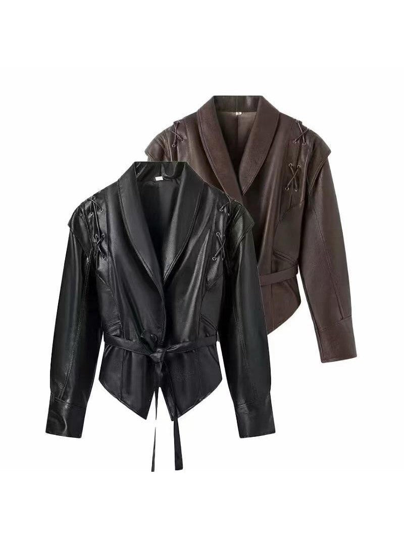 Relaxed Leather Biker Jacket - view 11