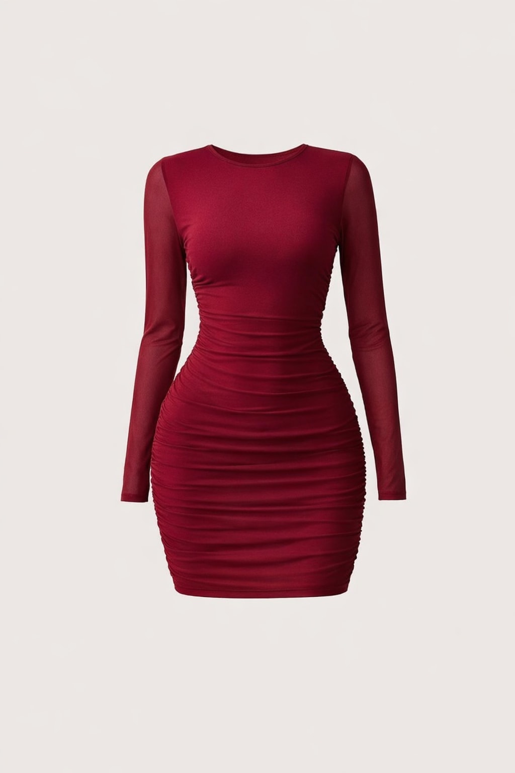 Mesh Mini Dress With Ruched Fitted Silhouette - 1
