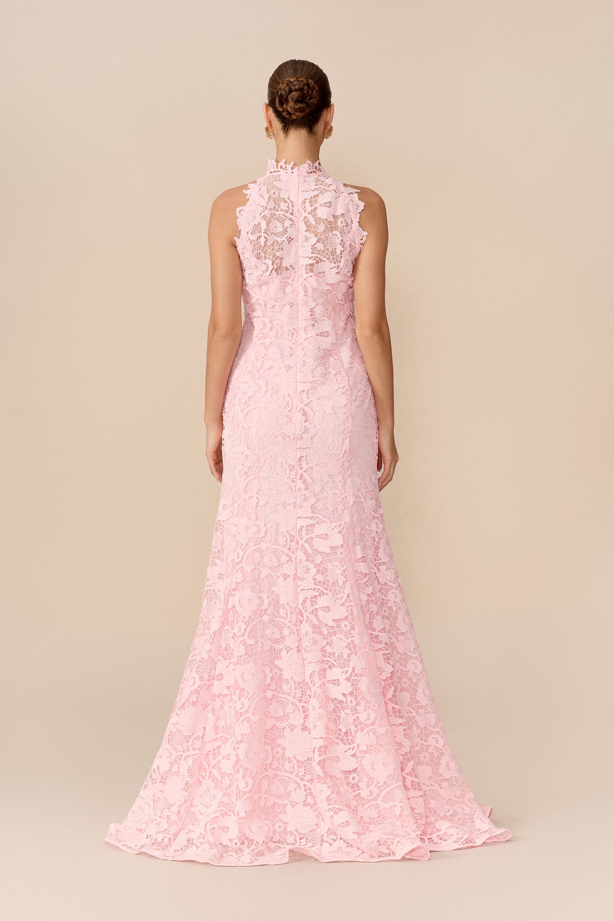 Scalloped High Neck Lace Maxi Dress - view 4