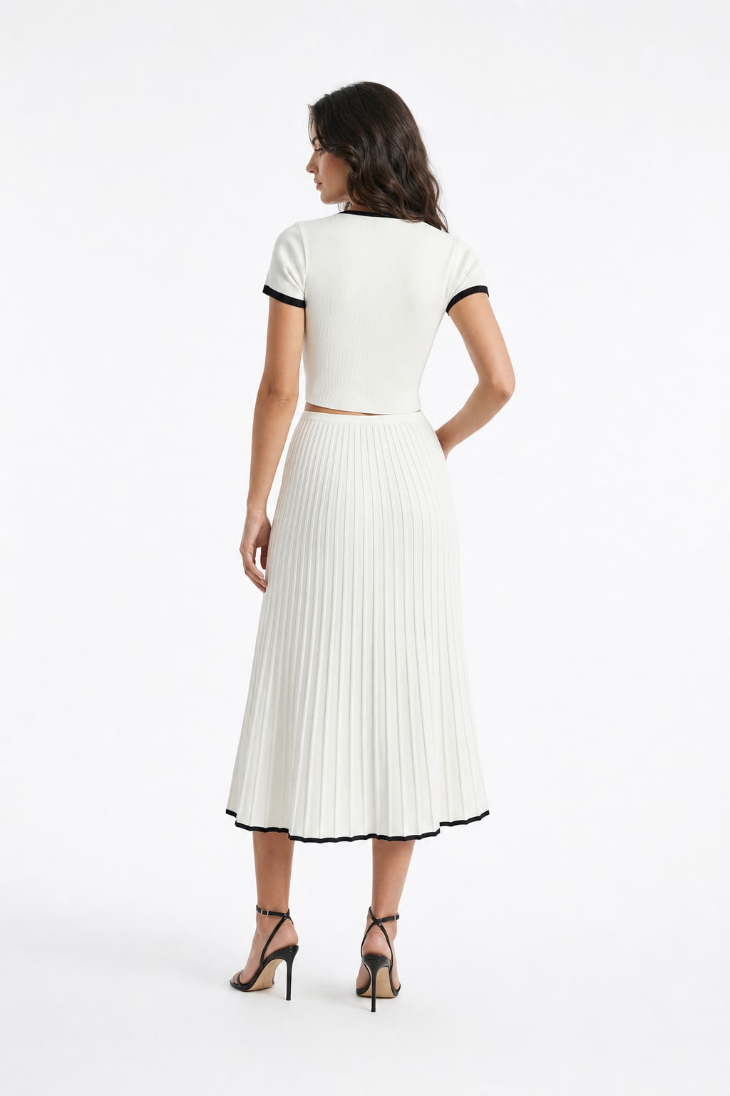 Poly-Cotton Blend White Long Sleeve Structured Dress - 3