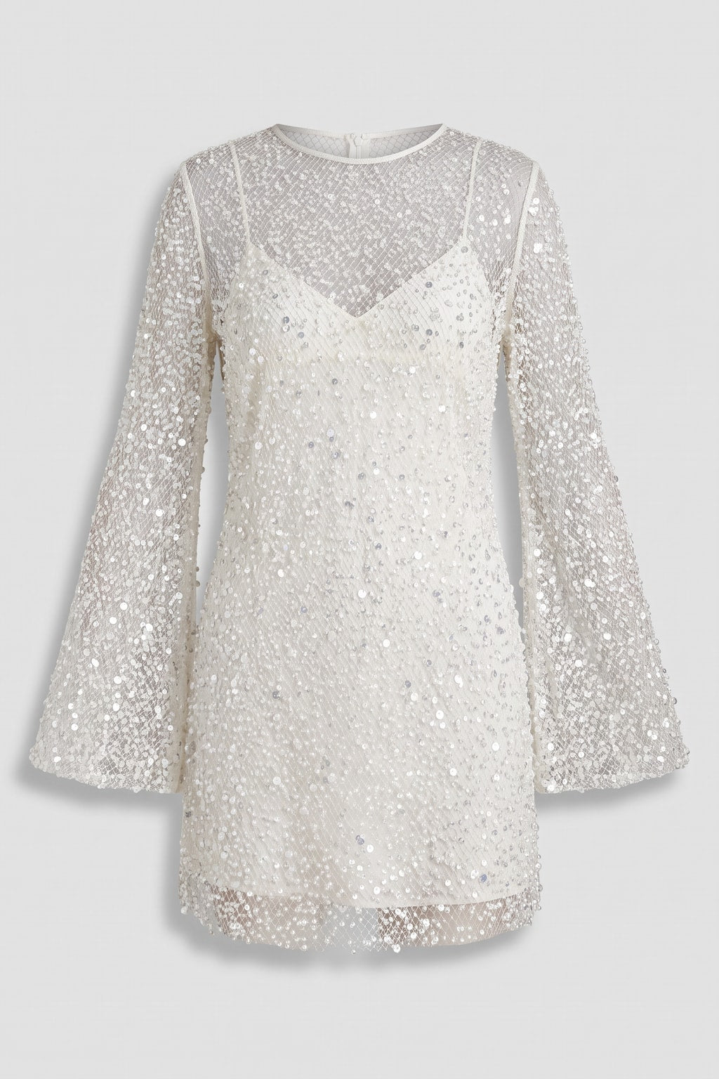 Sequin Embellished Mini Dress With Long Sleeves - 1