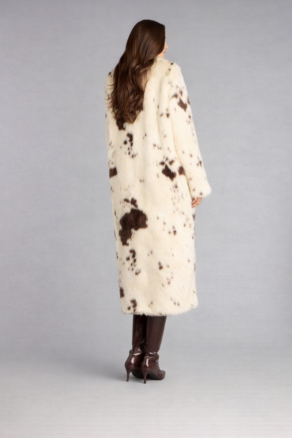 Faux Fur Coat With Longline Collared Silhouette - 4