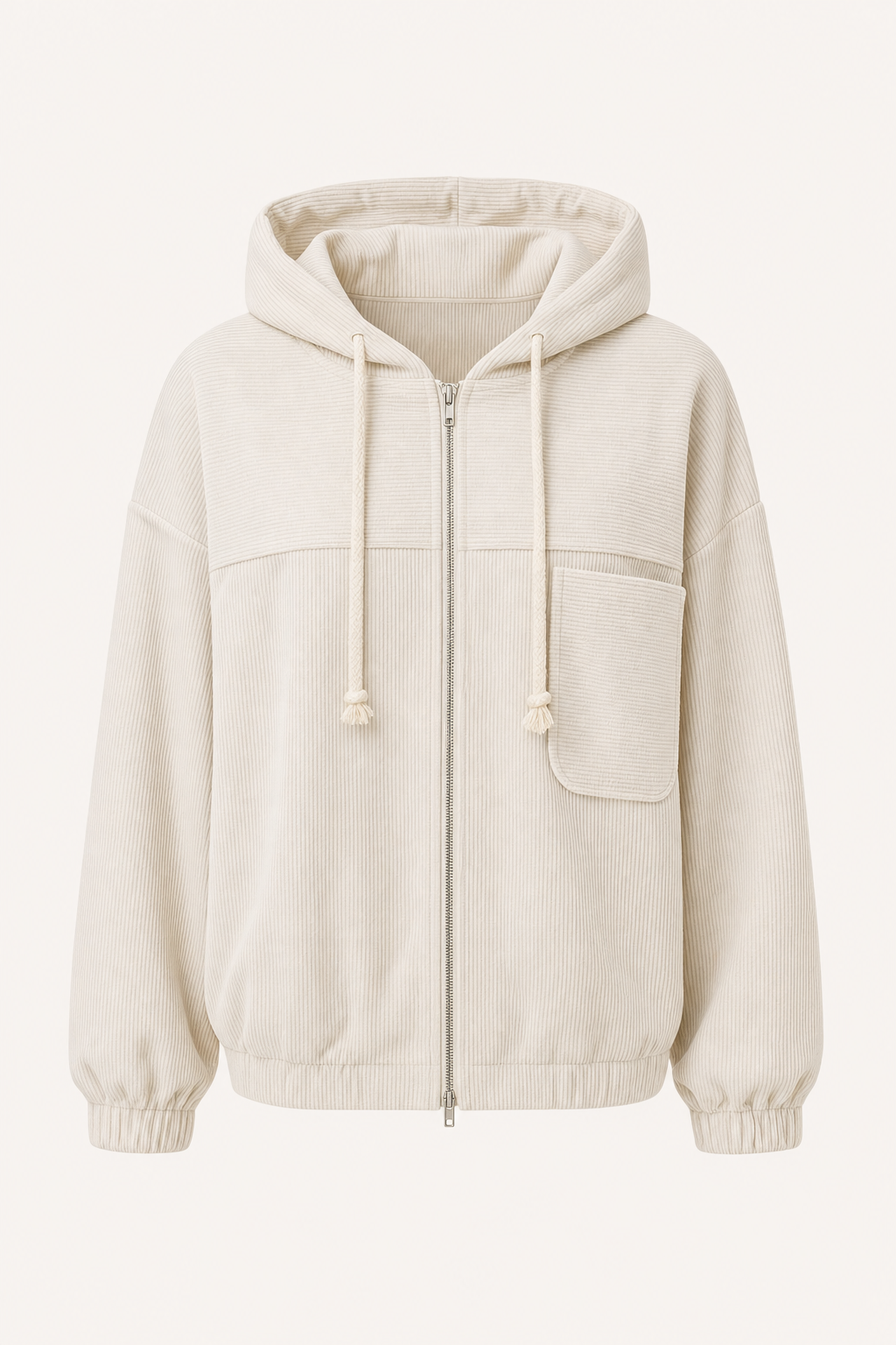 Corduroy Hooded Zip-Up Jacket, Relaxed Fit