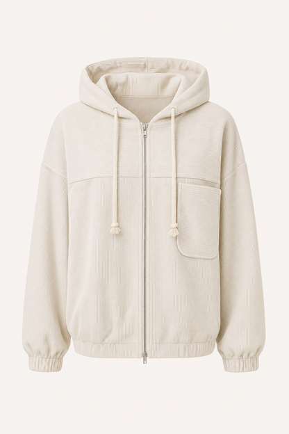 Corduroy Hooded Zip-Up Jacket, Relaxed Fit