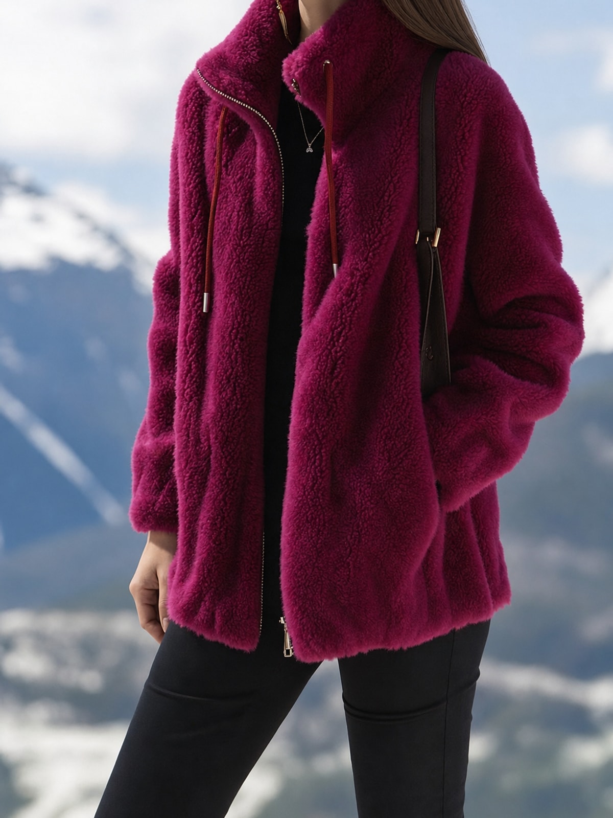 Full-Zip Cozy Coat With Soft Warmth & Side Pockets - 3