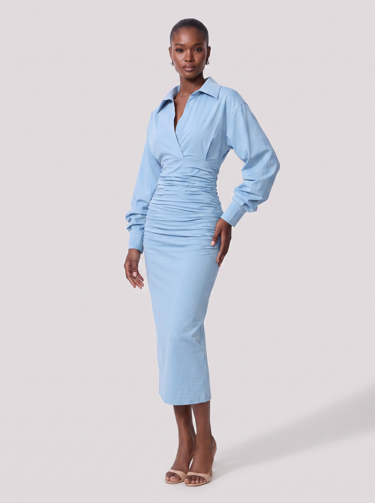Polyamide Blend Ruched Midi Dress - view 2