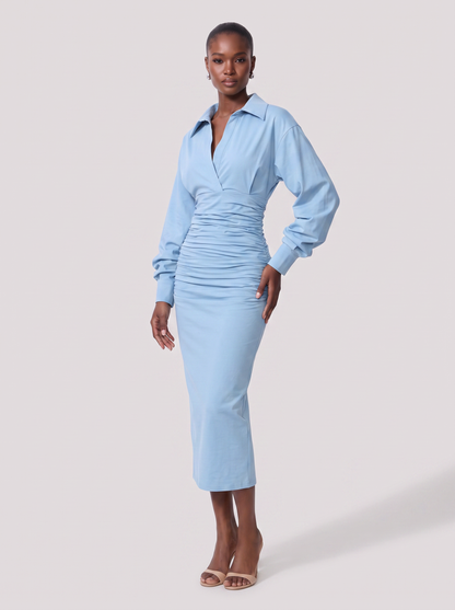 Polyamide Blend Ruched Midi Dress - view 2