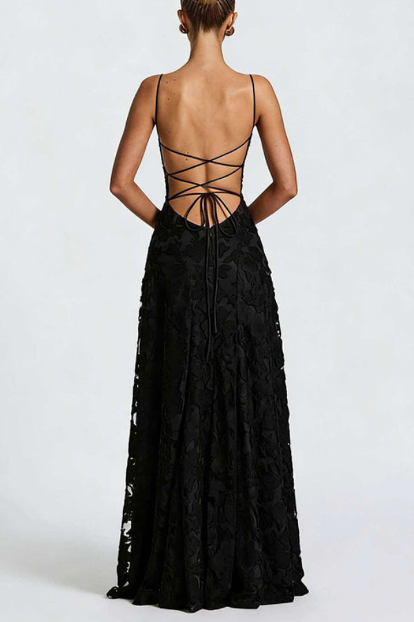 Floral Burnout Jersey Maxi Dress, Lace-Up Back - view 19