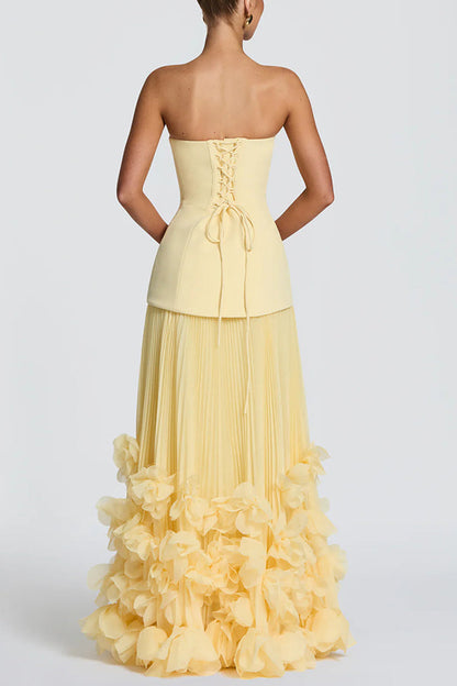 Strapless maxi gown with lace-up corset back - view 10