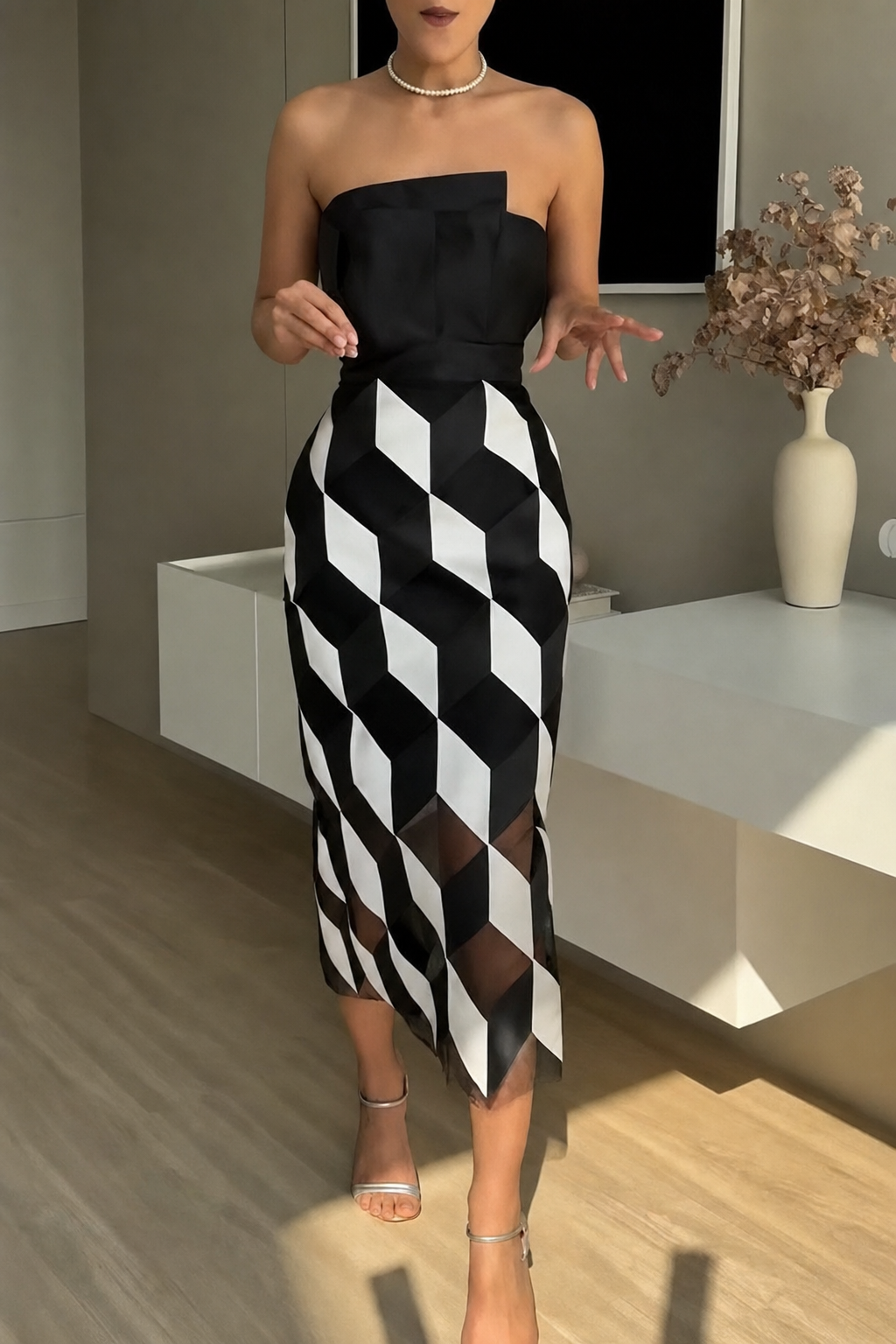 Off-Shoulder Backless Cutout Midi Dress - view 5