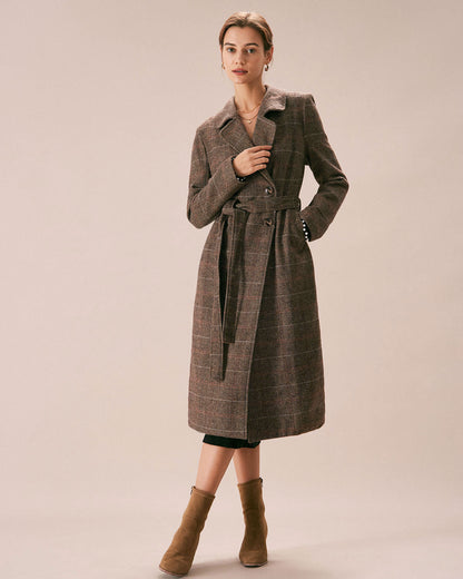 Double-Breasted Belted Coat in Coffee - view 5