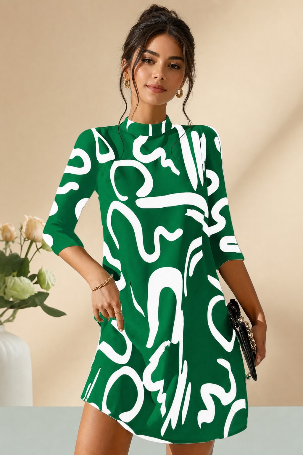 Abstract Print Mini Dress For Day To Night - 7