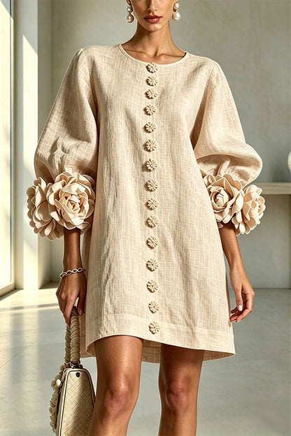 Linen Blend Button-Down Mini Dress - view 6