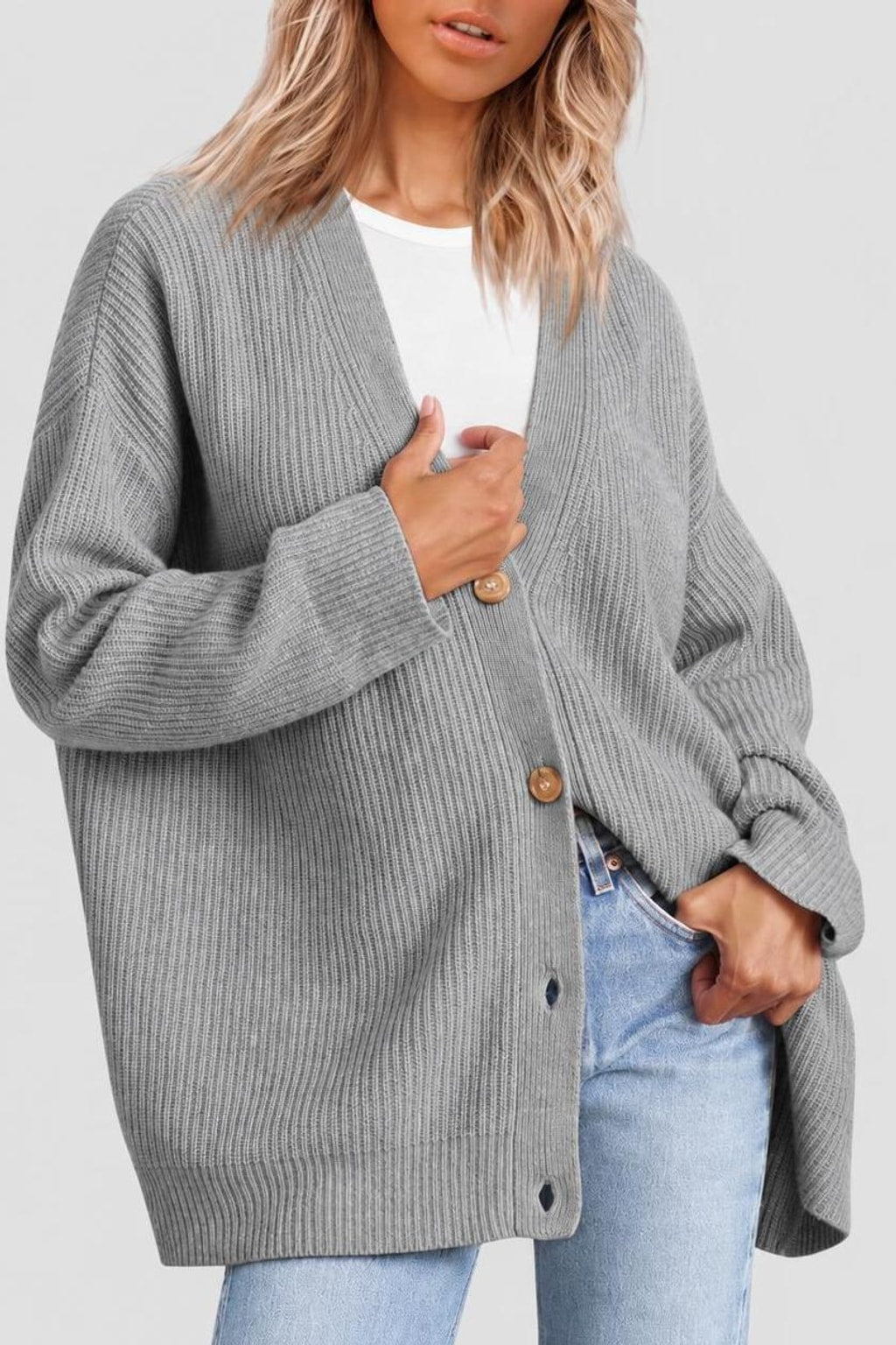 Striped Knit Cardigan With Button-Front Closure - 12