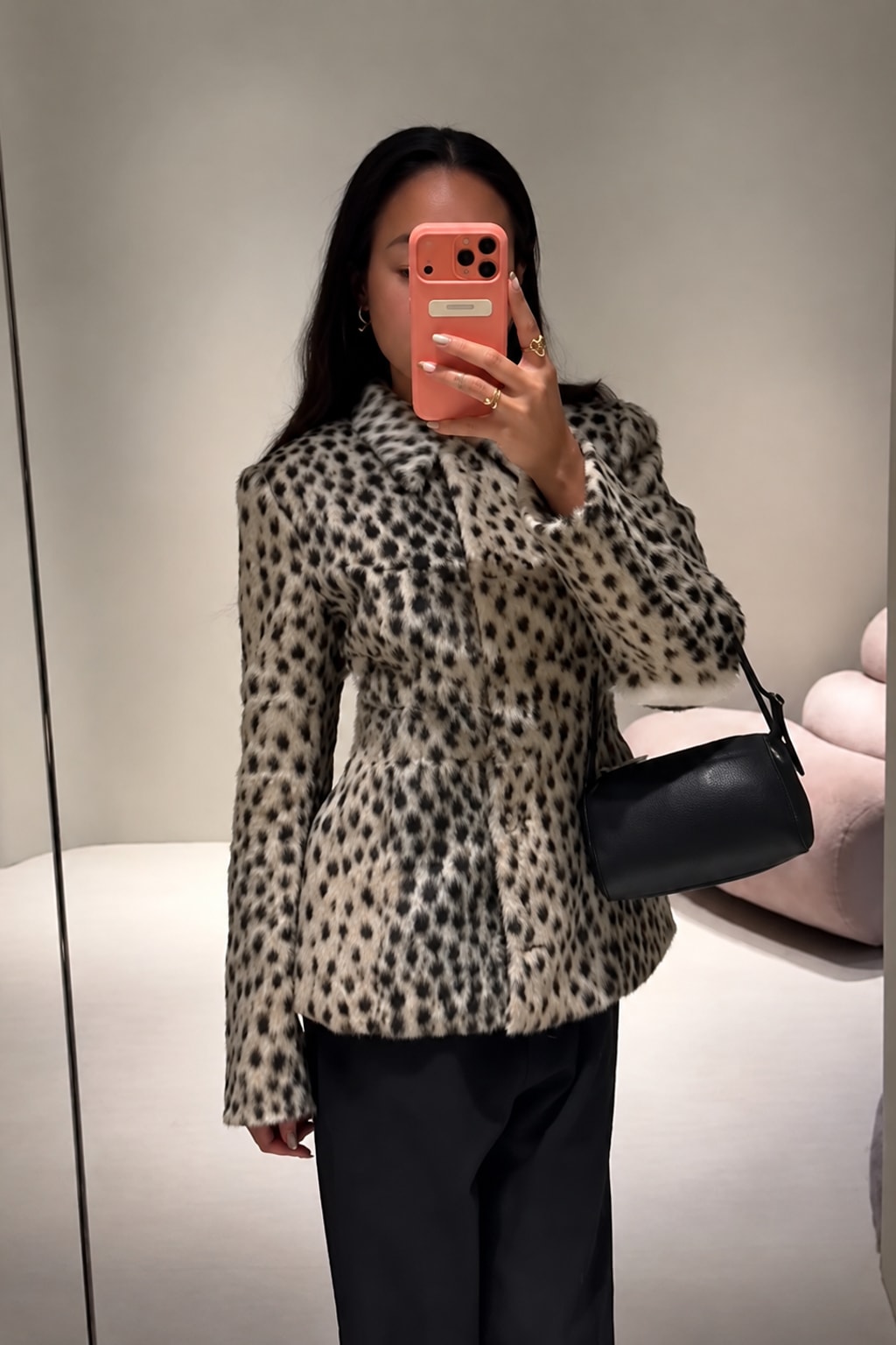 Polyester Jacket Faux Fur Collar Cropped Coat - 5