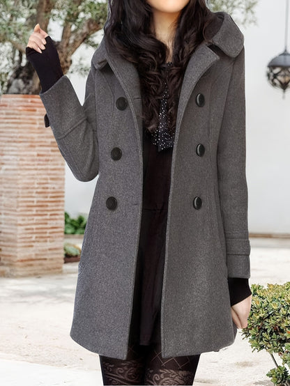 Hooded Double-Breasted Mid-Length Coat - view 8
