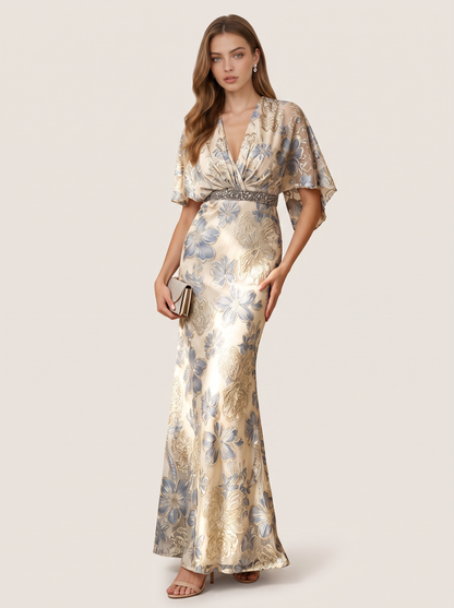 Mermaid Maxi Gown With Embellished Belt - view 2