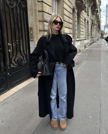 Oversized Double-Breasted Belted Trench Coat - view 6