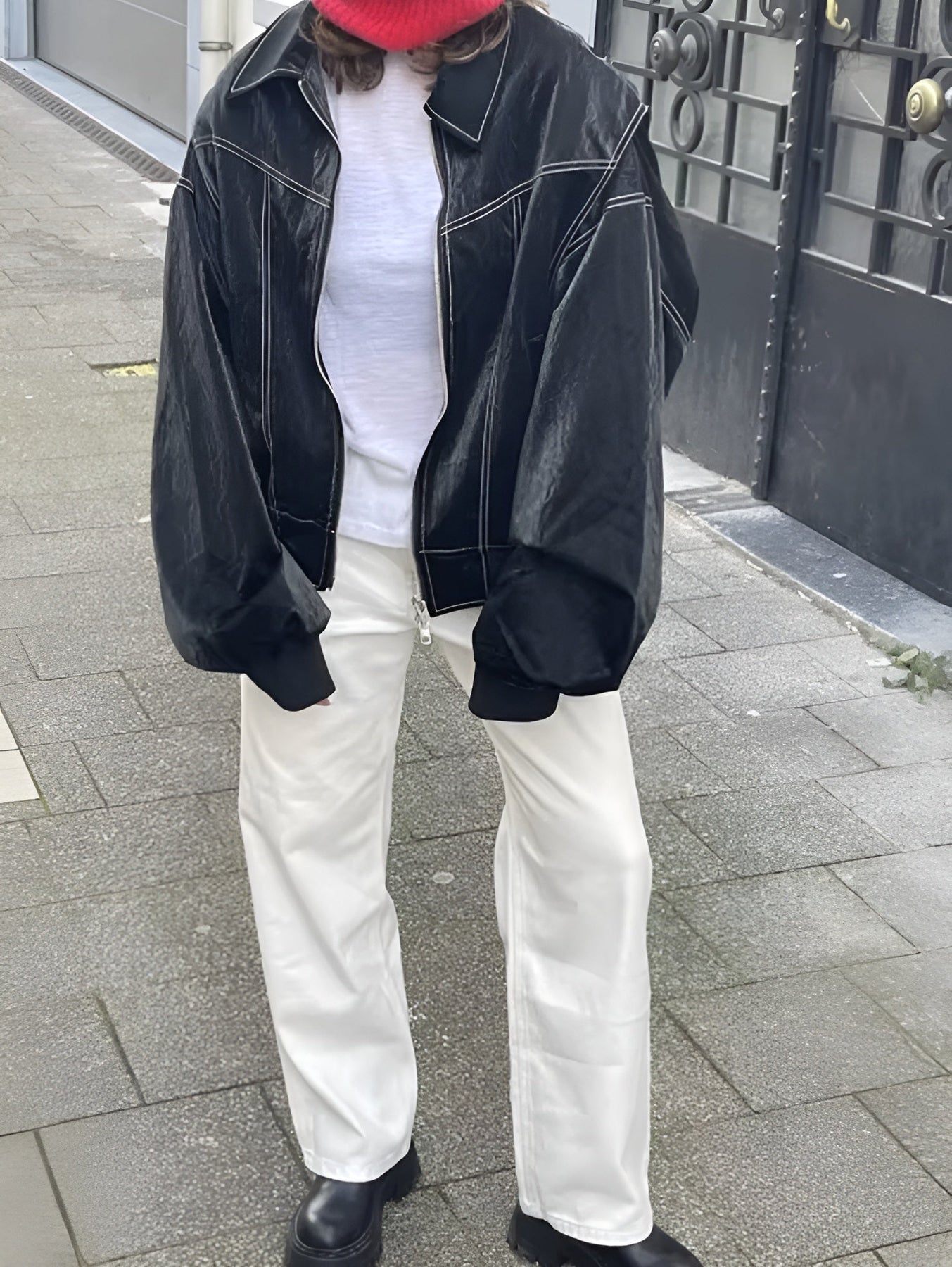 Oversized Structured Bomber Jacket - view 7