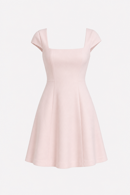 White satin A-line cap sleeve dress - view 11