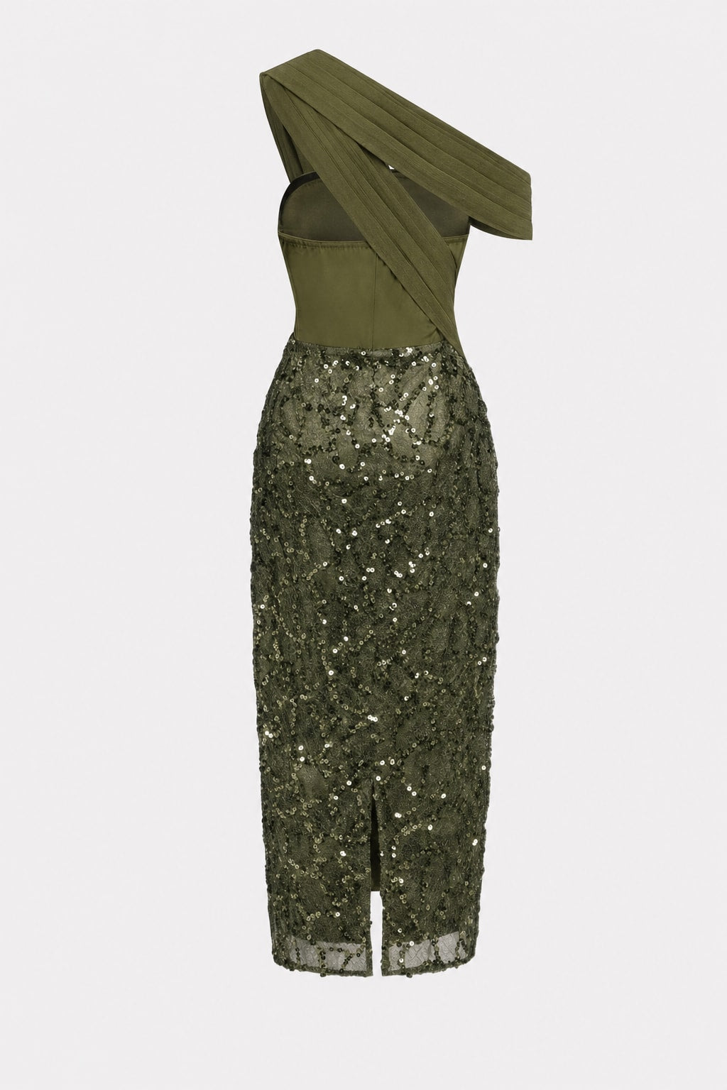 Glitter Sequin Sheath Maxi Dress With Asymmetrical Hem - 5