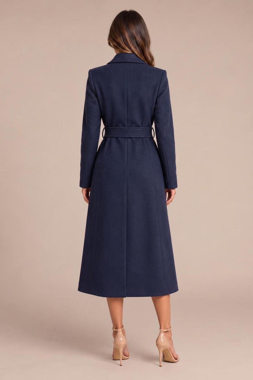 Wool Longline Coat With Belted Lapel Style - 4
