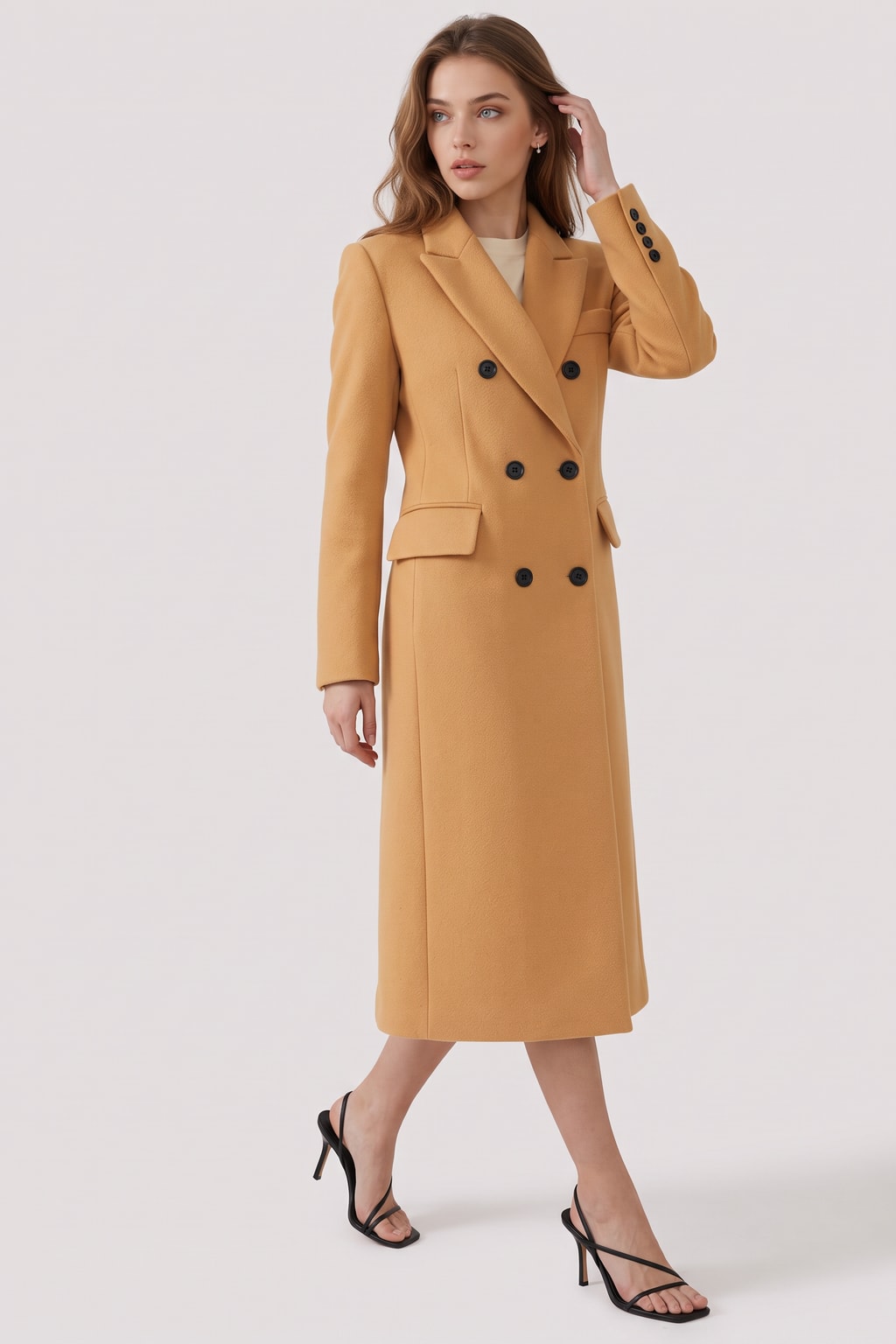 Wool Coat Double-Breasted Tailored Winter Style - 3