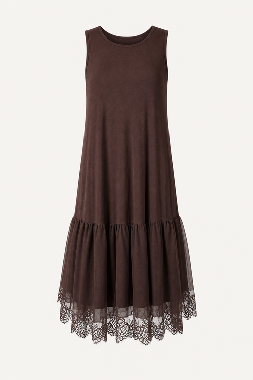 Tiered Lace Hem Midi Dress