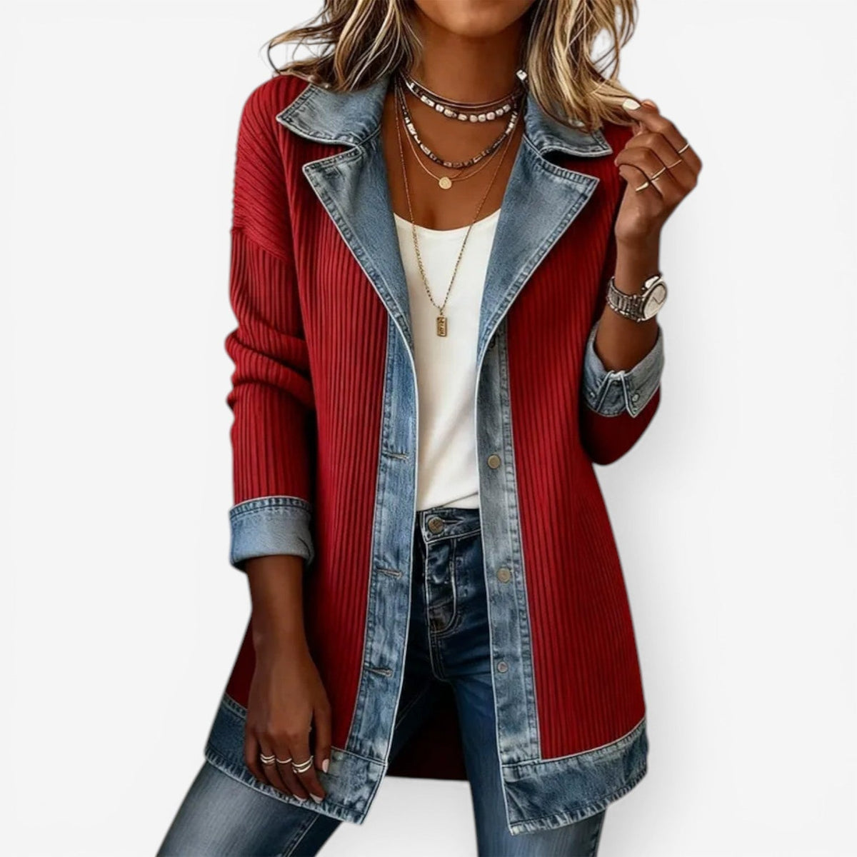 Layered Knit Button Jacket - view 6