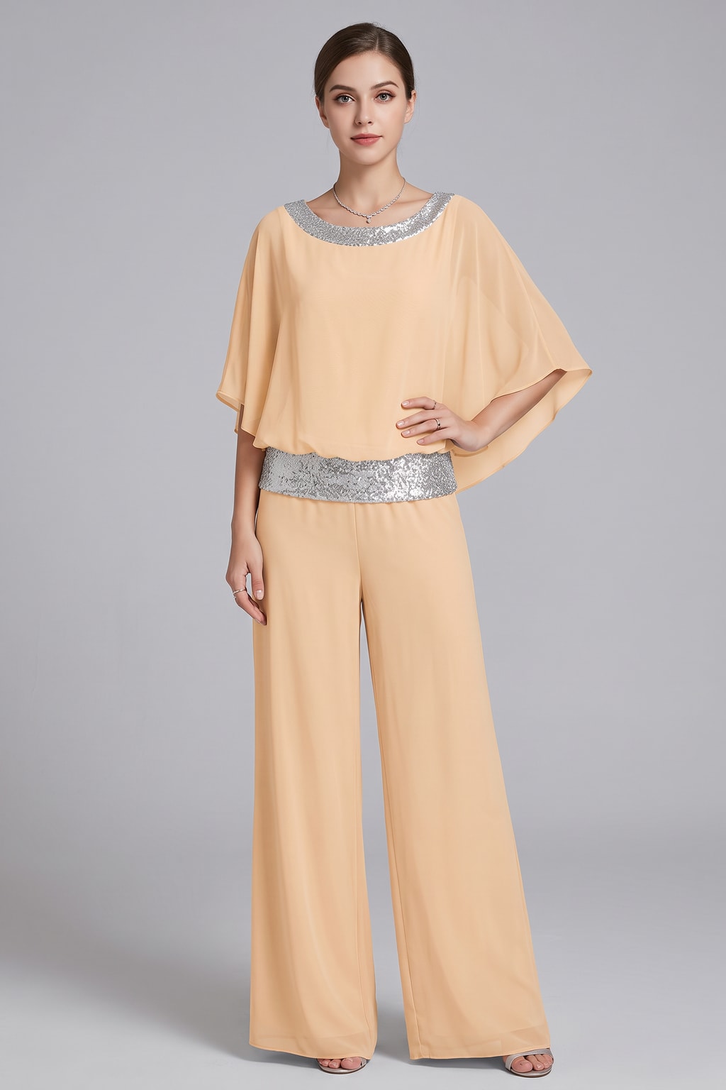 Elegant Polyester Two Piece Set With Wide-Leg Pants - 7