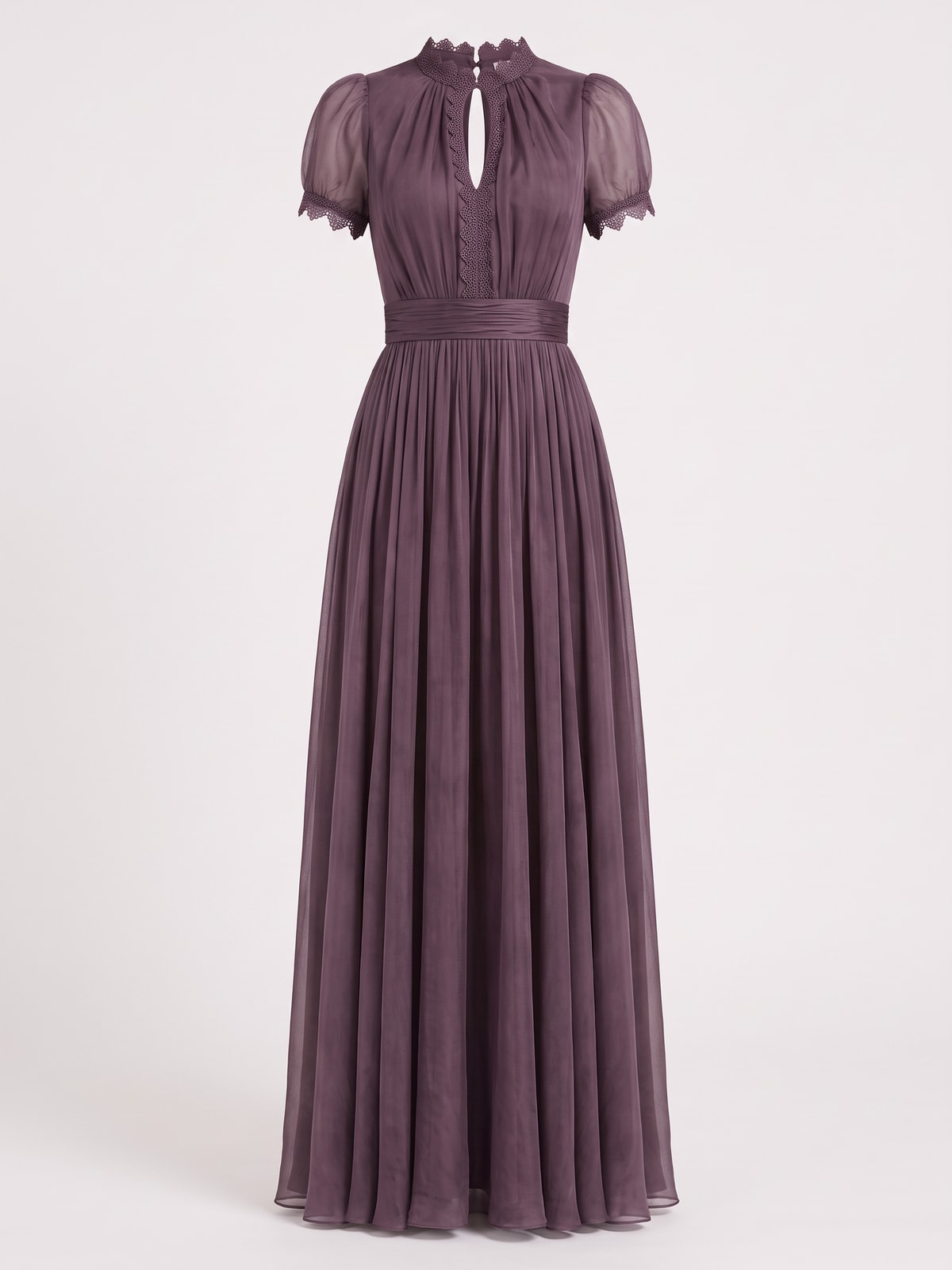 Chiffon Lace Trim Maxi Dress - 1
