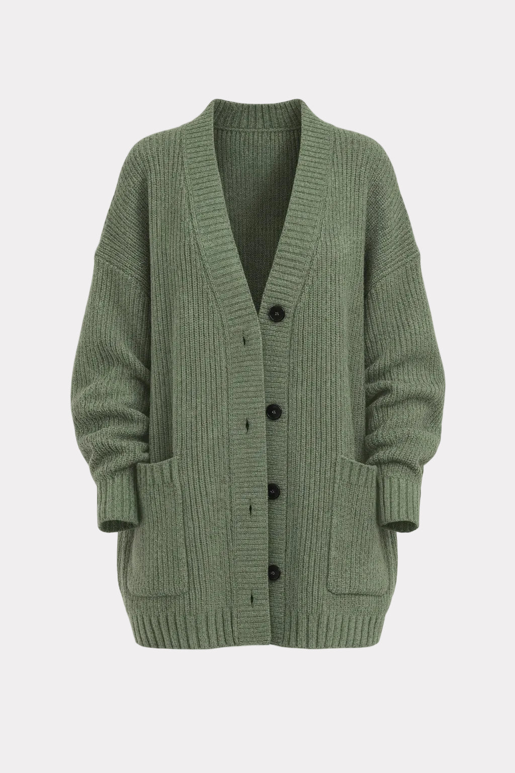 Chunky Knit Cardigan With Relaxed Fit - 1