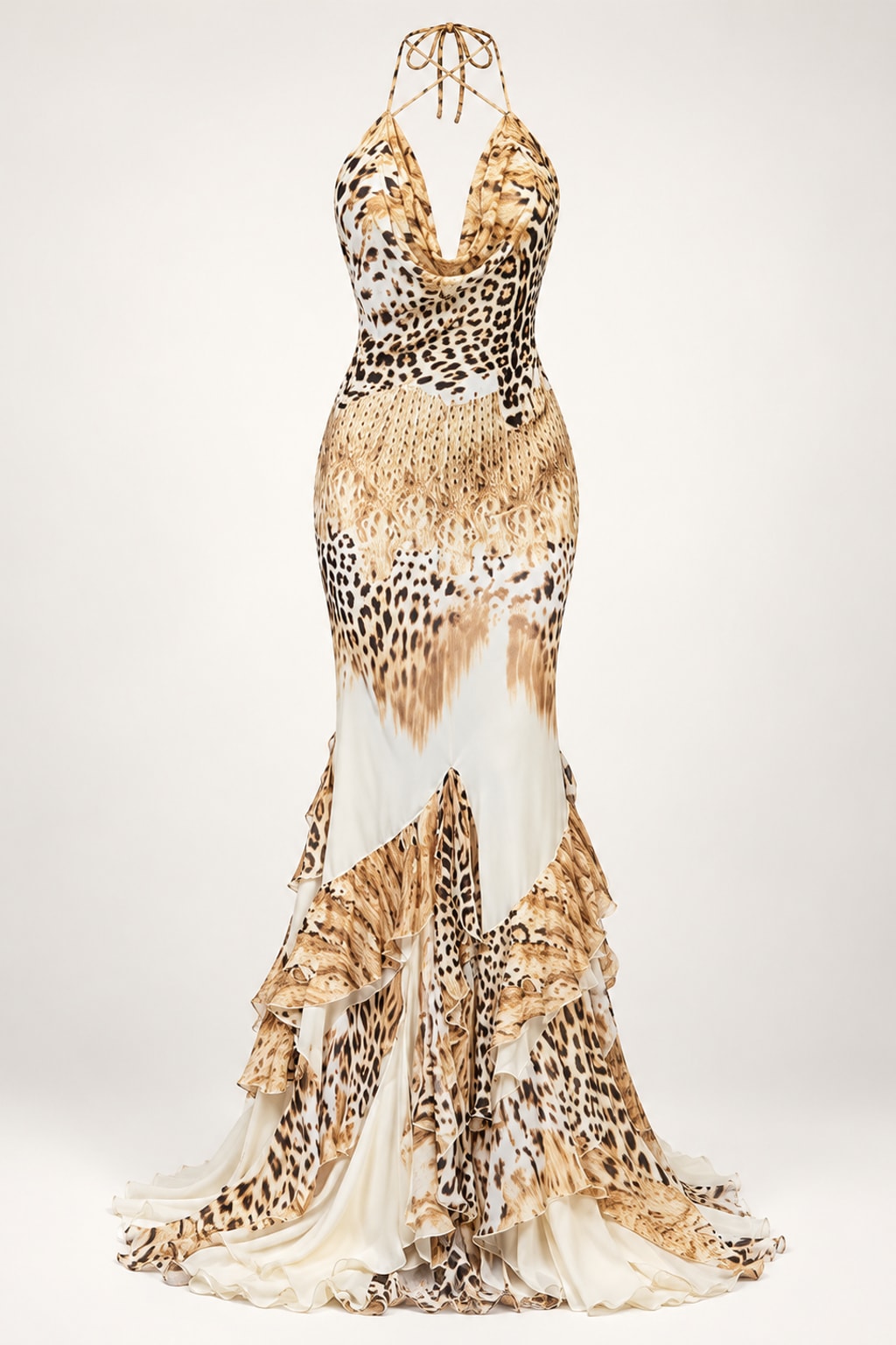 Maxi Dress Halter Neck Tiered Ruffle - 1