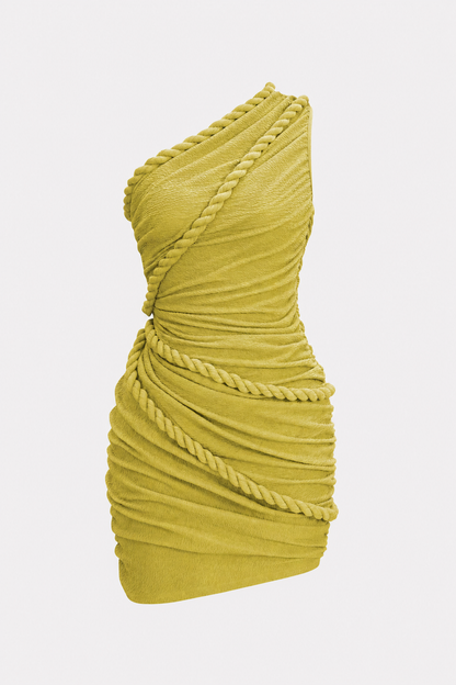 One-shoulder twist knot jersey mini dress - view 13