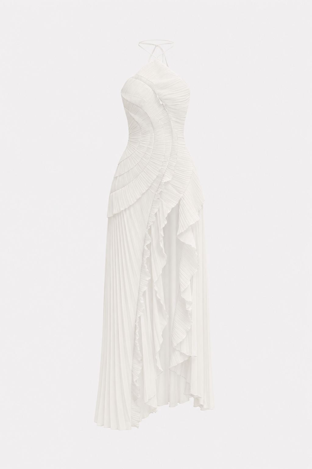 Pleated Halterneck Chiffon Midi Dress - view 6