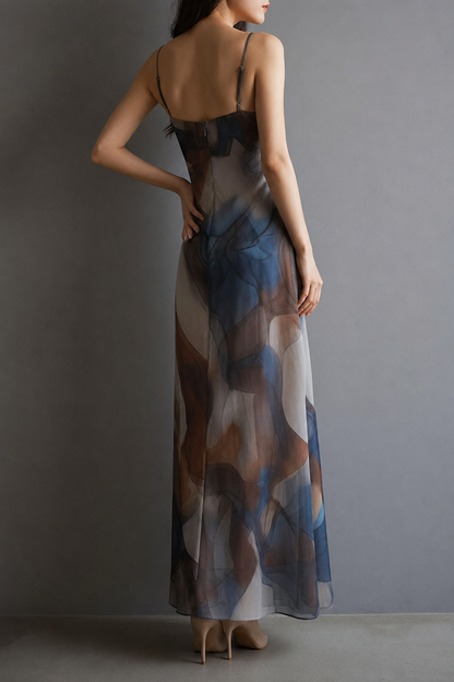 Multicolor Abstract Print Maxi Dress - view 4