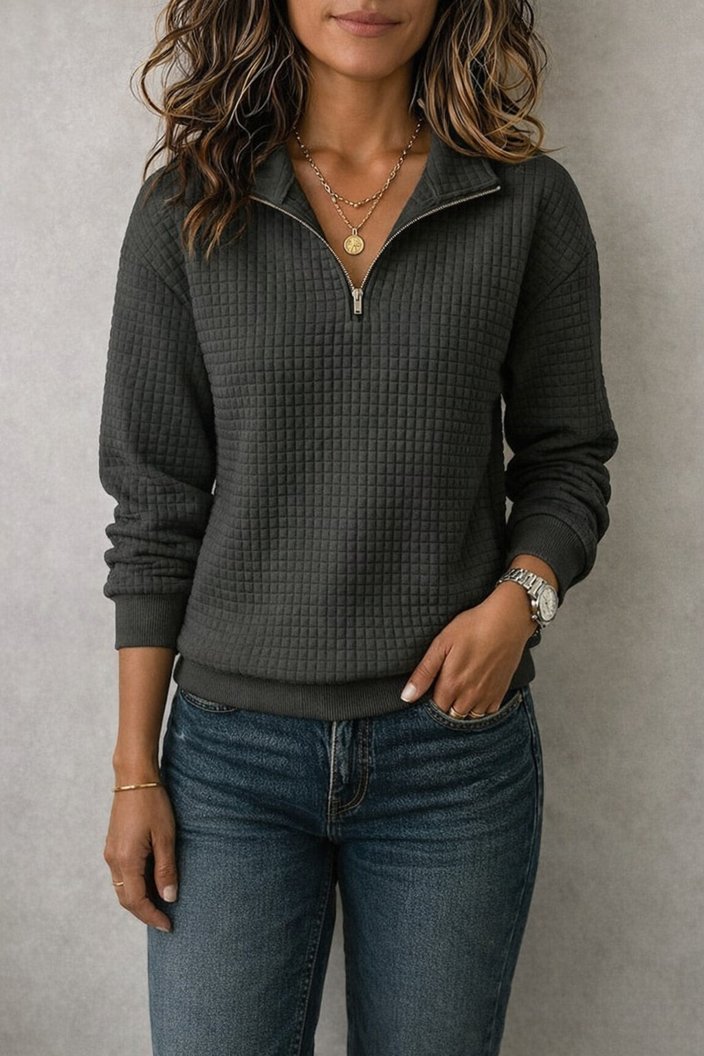 Cozy Pullover with Stand Collar - 12