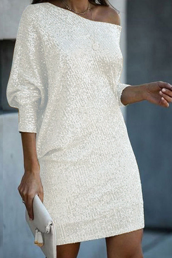 Sequin off-shoulder stretch mini dress - view 5
