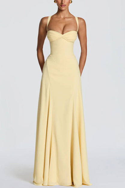 Chiffon Bustier Maxi Dress with Lace-Up Back - view 2