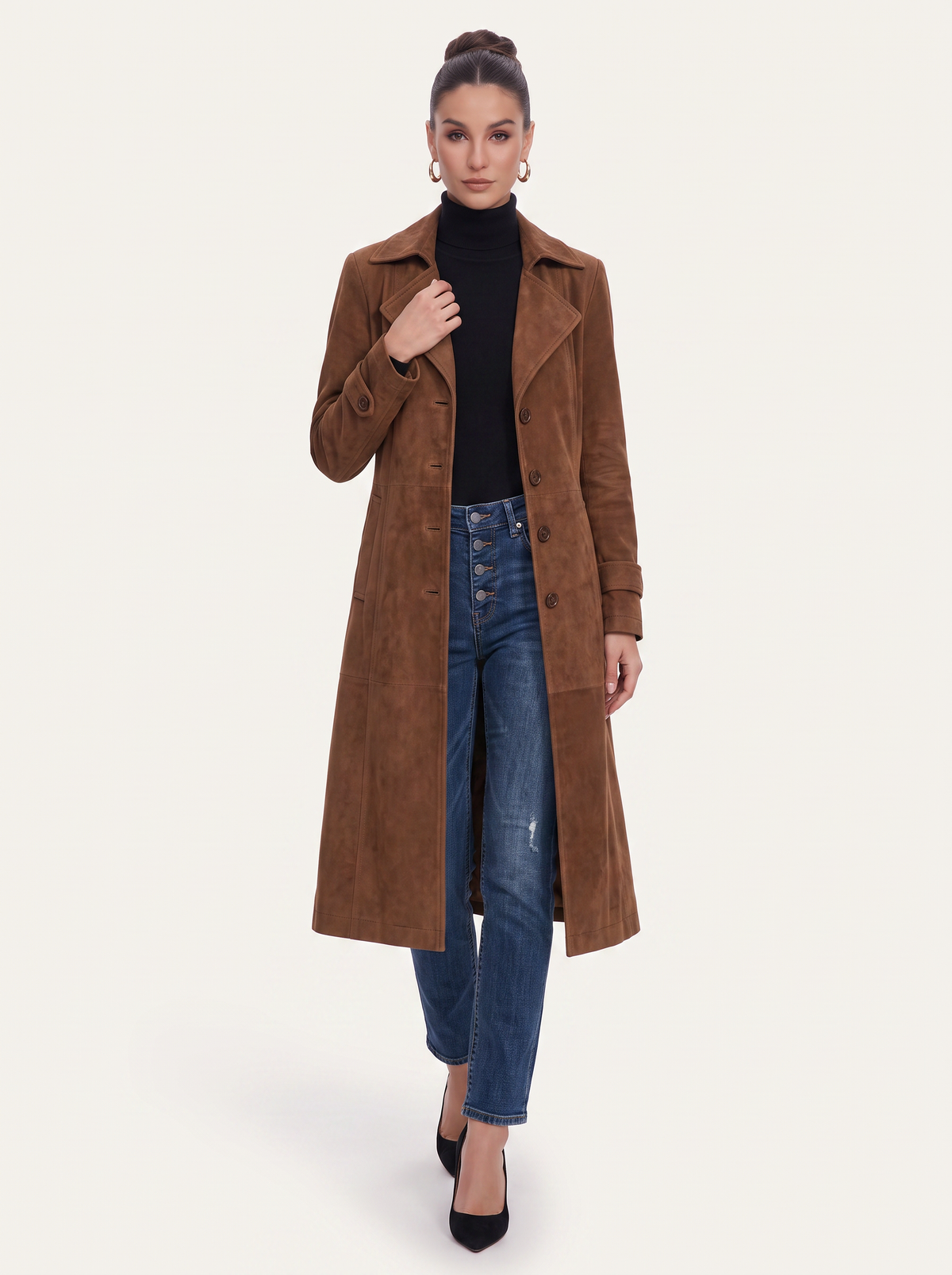 Longline Structured Coat With Notch Lapel - view 2