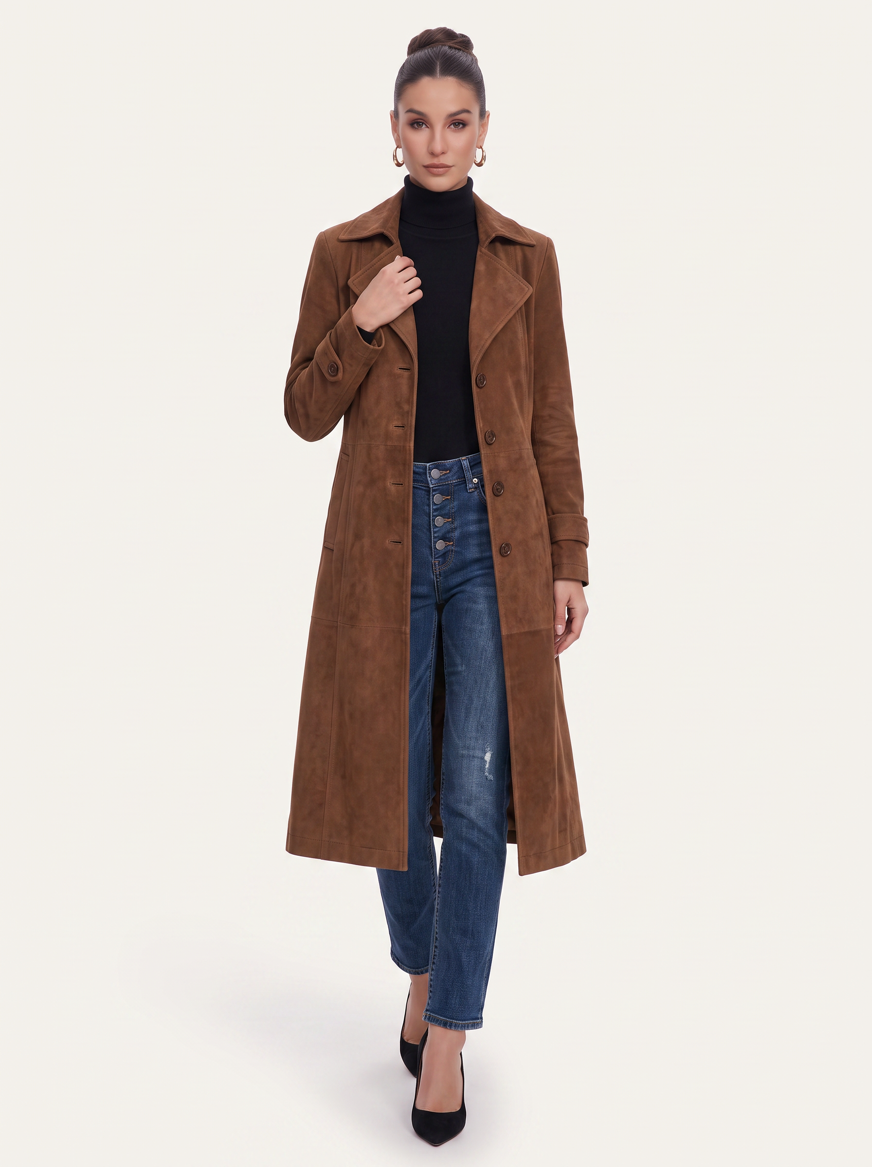 Longline Structured Coat With Notch Lapel - view 2