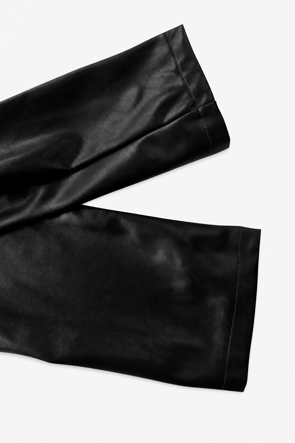 Faux Leather Notched Collar Jacket - 7
