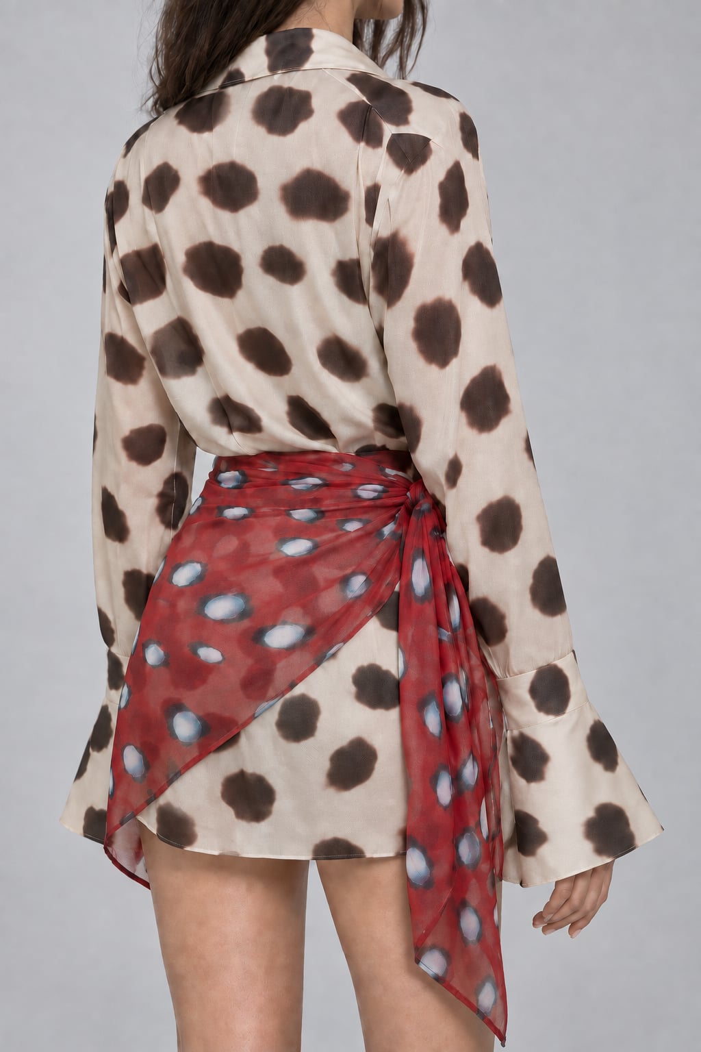 Short Chemise Dress with Animal Print and Scarf - 4