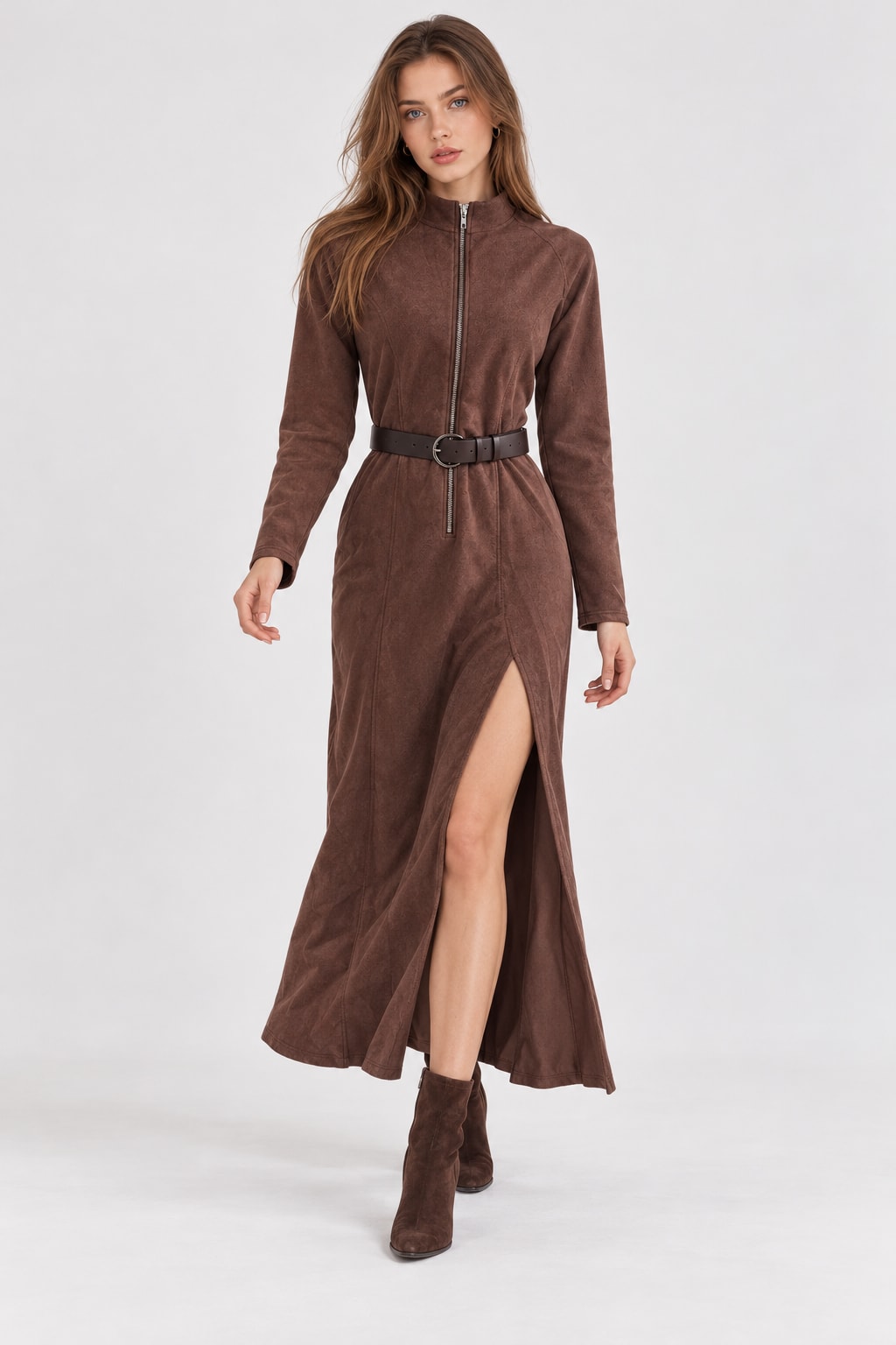 Cashmere Knit Dress Slim Fit With Zipper - 3