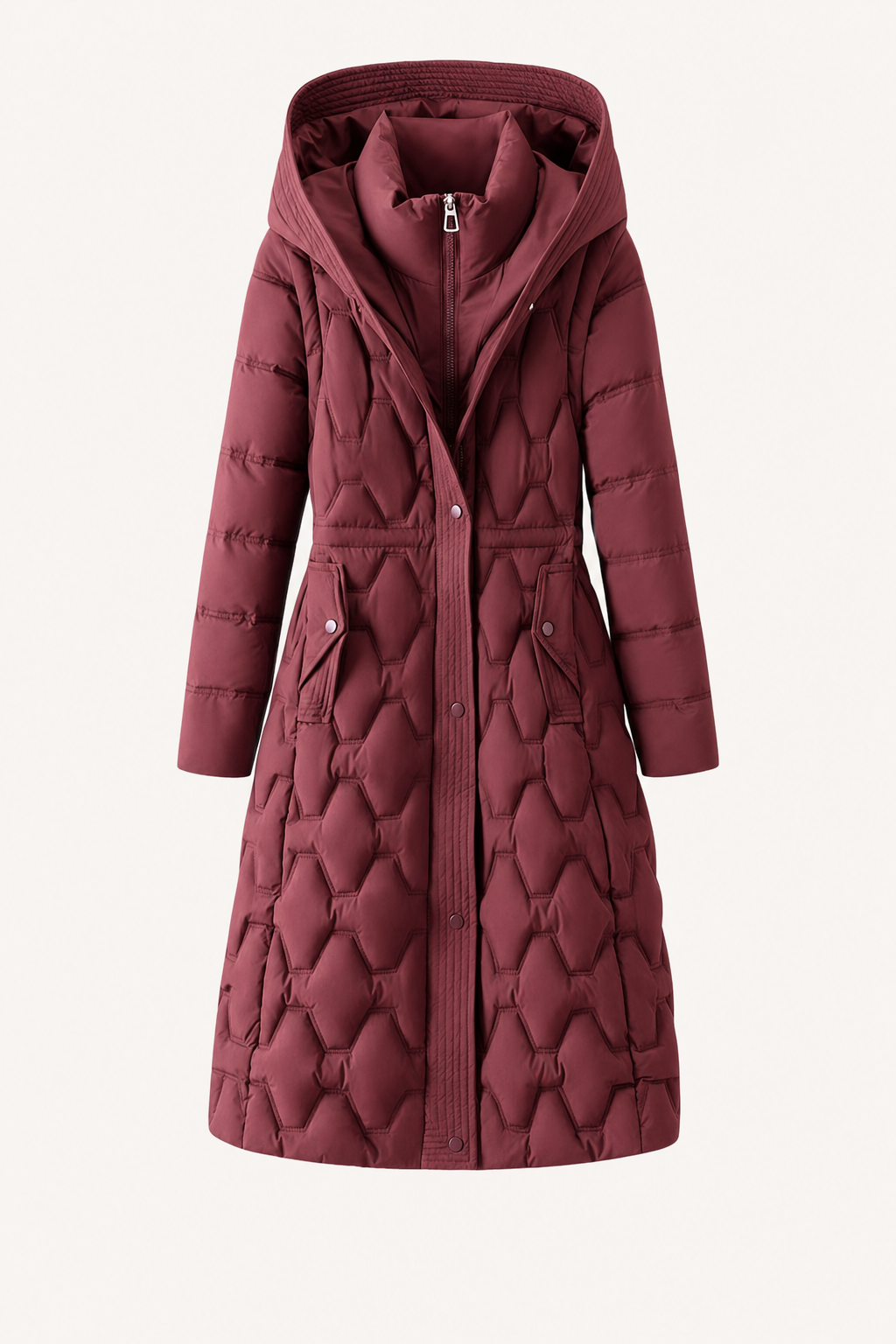 Quilted Longline Puffer Coat With Hood