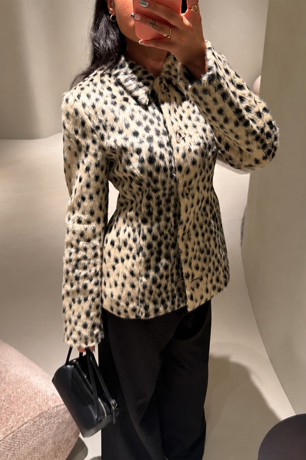 Polyester Jacket Faux Fur Collar Cropped Coat - 7