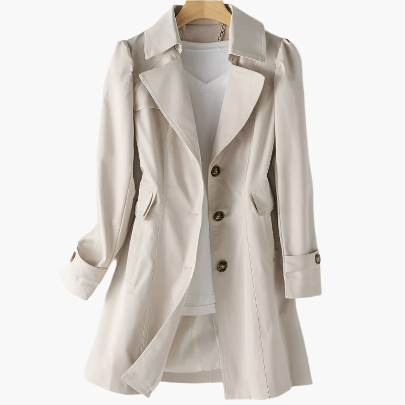 Tailored trench coat with lapel collar
