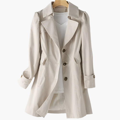 Tailored trench coat with lapel collar