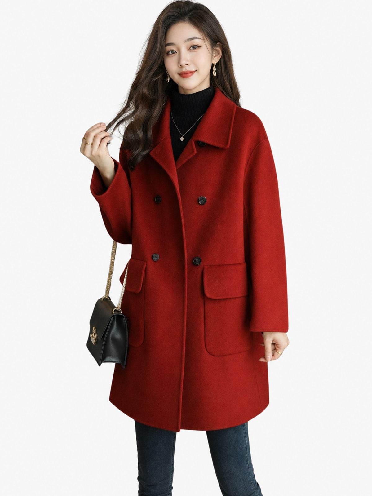 Cozy Formal Coat With Double Breasted Tailored Fit - 5
