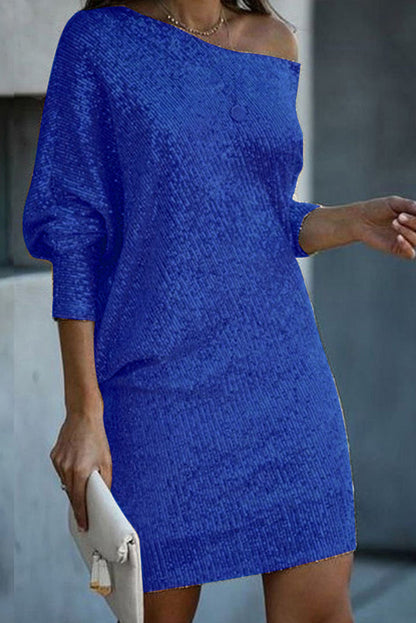 Sequin off-shoulder stretch mini dress - view 7